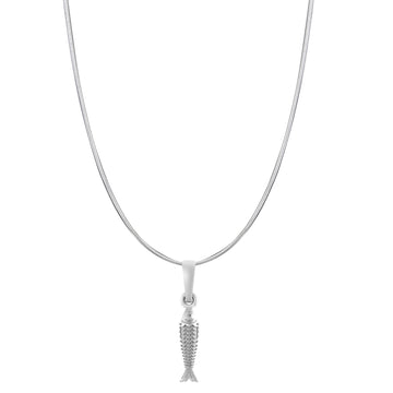 Akshat Sapphire Sterling Silver (92.5% purity) Stylish and Fashionable Fish Chain Pendant  (Pendant with Snake Chain-22 inches) for Men & Women Pure Silver Fish Chain Locket for Happiness and joy