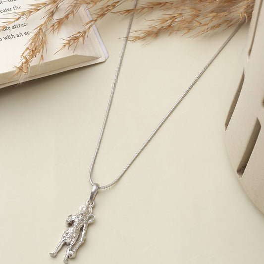 God Hanuman Chain Pendant (Pendant with Snake Chain- 22 inches) for Men & Women Pure Silver Lord bajrang bali Chain Locket for Good Health & Wealth