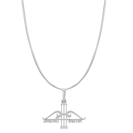 Akshat Sapphire Sterling Silver (92.5% purity) God Baba Khatu Shyam Chain Pendant (Pendant with Snake Chain- 22 inches) for Men & Women Pure Silver Lord Baba Khatu Shyam Chain Locket for Good Health & Wealth