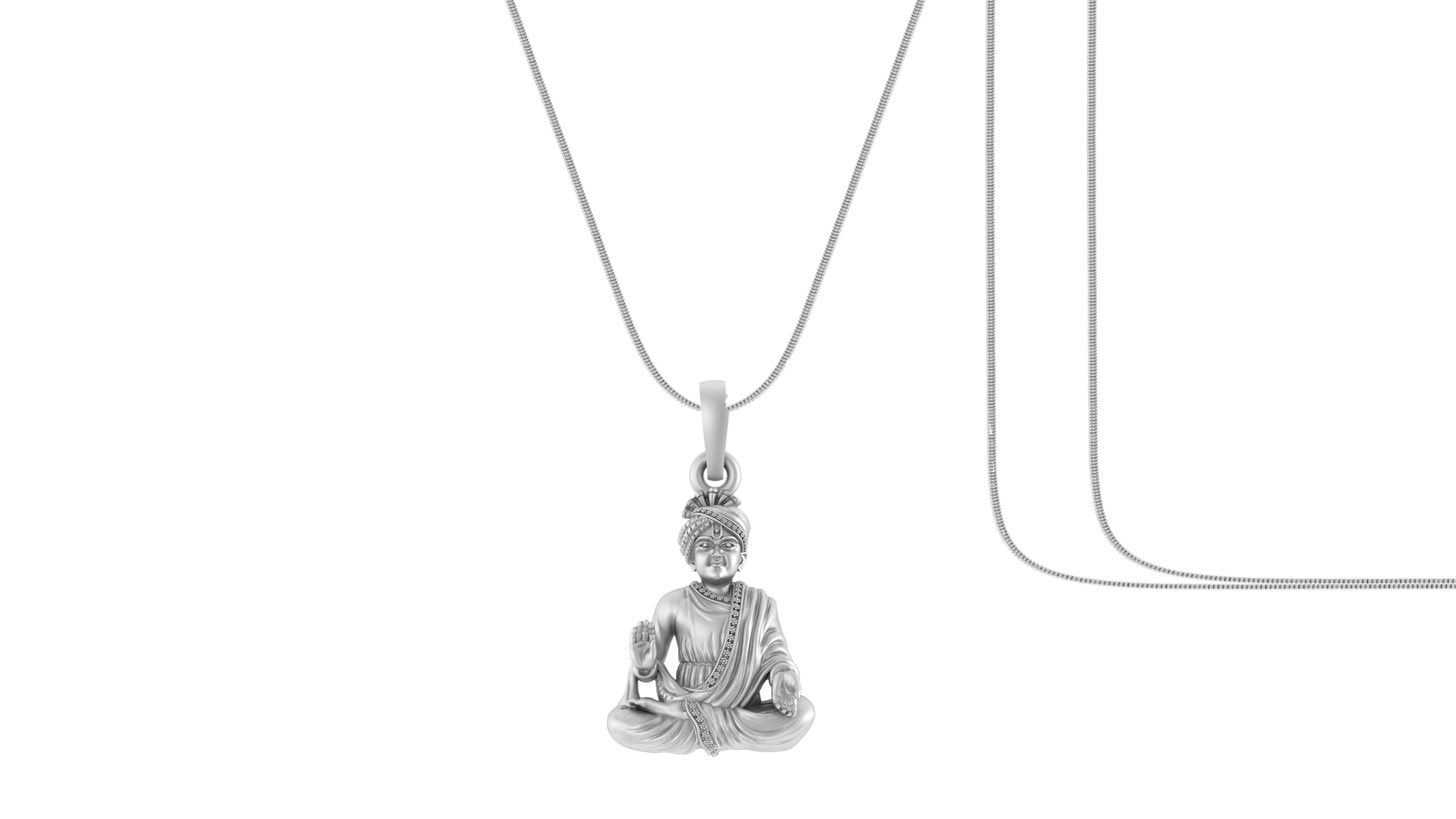 Akshat Sapphire Sterling Silver (92.5% purity) God Swaminarayan Chain Pendant (Pendant with Snake Chain-22 inches) for Men & Women Pure Silver Swaminarayan Chain Locket for Good Health & Wealth