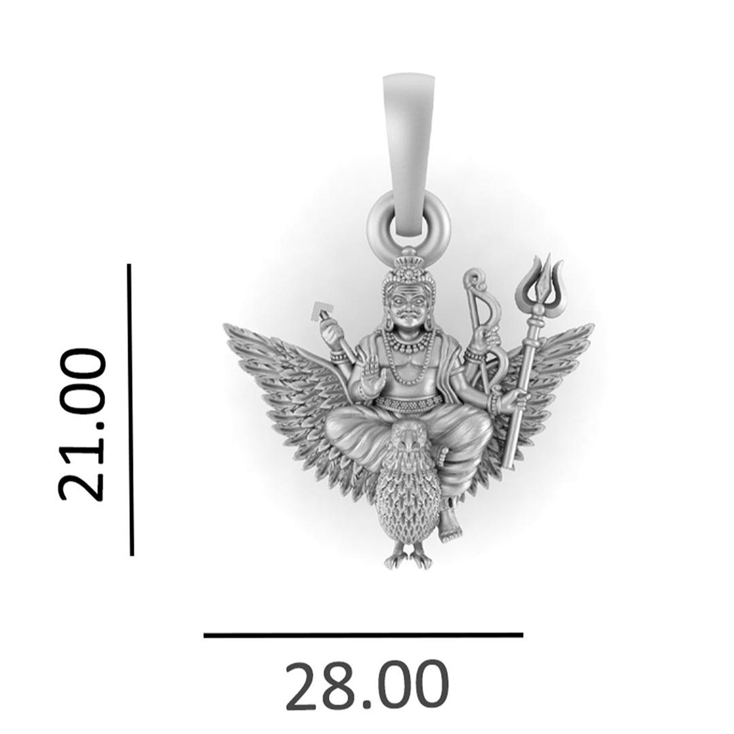 God Shani Dev Pure Silver 92.5% purity Chain pendant by Shani Dev Pendant (Pendant with Snake Chain-22 inches)