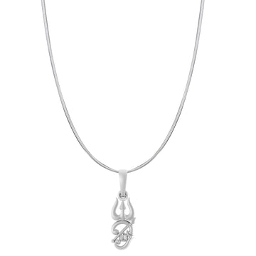 Spiritual Tamil OM Pure Silver 92.5% purity Chain pendant by Akshat Sapphire for Men & Women (Pendant with Snake Chain-22 inches)