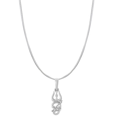 Spiritual Tamil OM Pure Silver 92.5% purity Chain pendant by for Men & Women (Pendant with Snake Chain-22 inches)