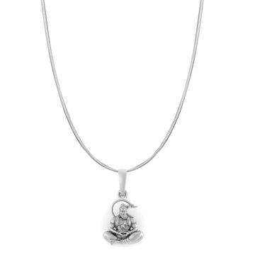 God Hanuman Pure Silver 92.5% purity Chain pendant by Akshat Sapphire (Pendant with Snake Chain-22 inches)