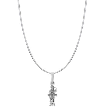 God Hanuman Pure Silver 92.5% purity Chain pendant by Akshat Sapphire (Pendant with Snake Chain-22 inches)