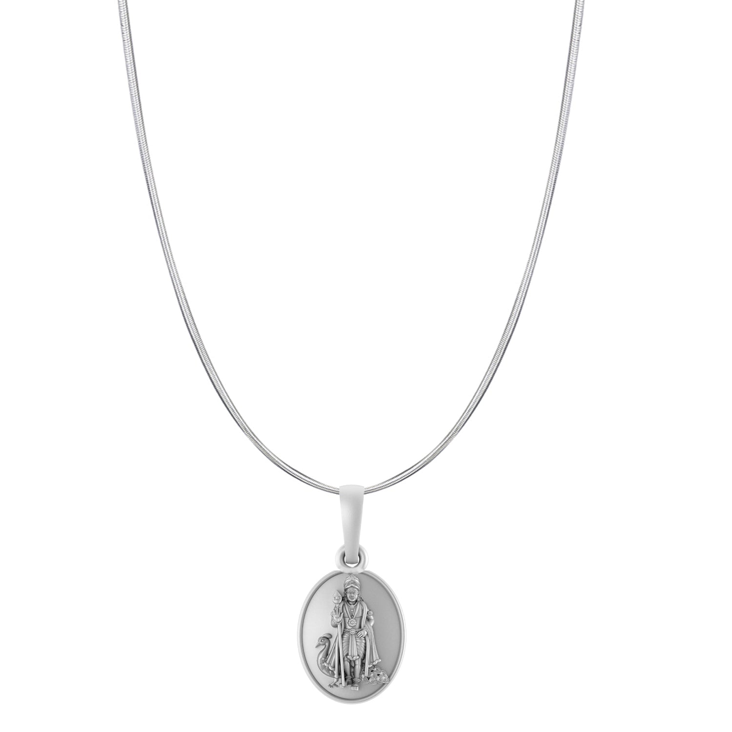 God Kartikeya Pure Silver 92.5% purity Chain pendant by Akshat Sapphire Murugan Pendant (Pendant with Snake Chain-22 inches)