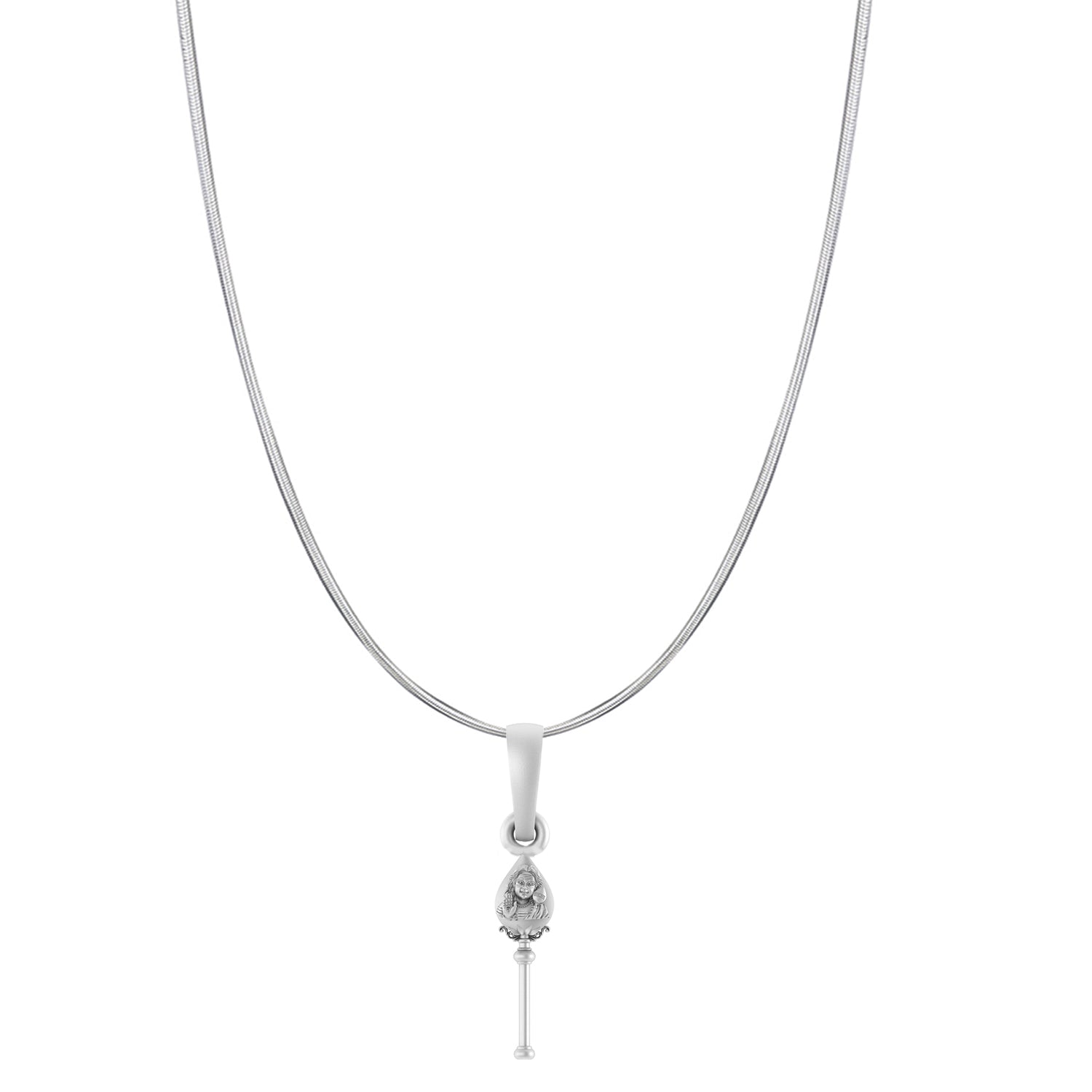 God Kartikeya Pure Silver 92.5% purity Chain pendant by Akshat Sapphire Murugan Pendant (Pendant with Snake Chain-22 inches)
