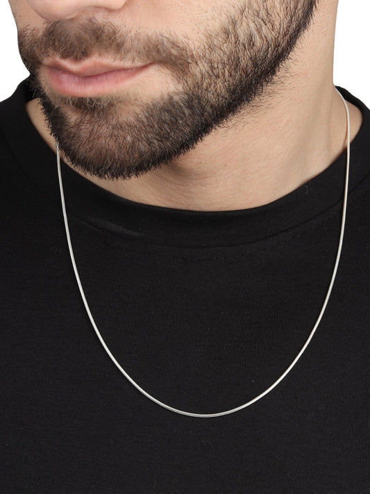 Alphabet B Chain Pendant for Men 22 Inches Snake Chain by Akshat Sapphire 92.5 Silver MPSS8002_B