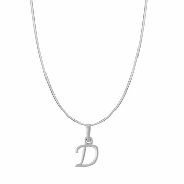 Akshat Sapphire Sterling Silver (92.5% purity) precious Name alphabet chain pendant (Pendnat with snake chain- 22 Inches) pure silver designer alphabet chain locket