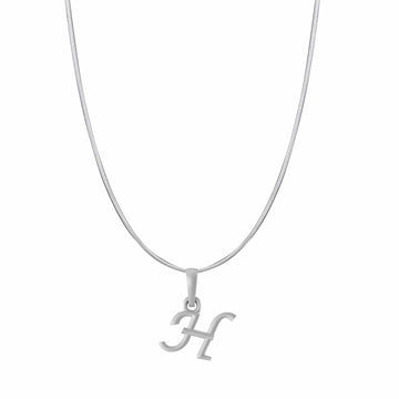 Akshat Sapphire Sterling Silver (92.5% purity) precious Name alphabet chain pendant (Pendnat with snake chain- 22 Inches) pure silver designer alphabet chain locket