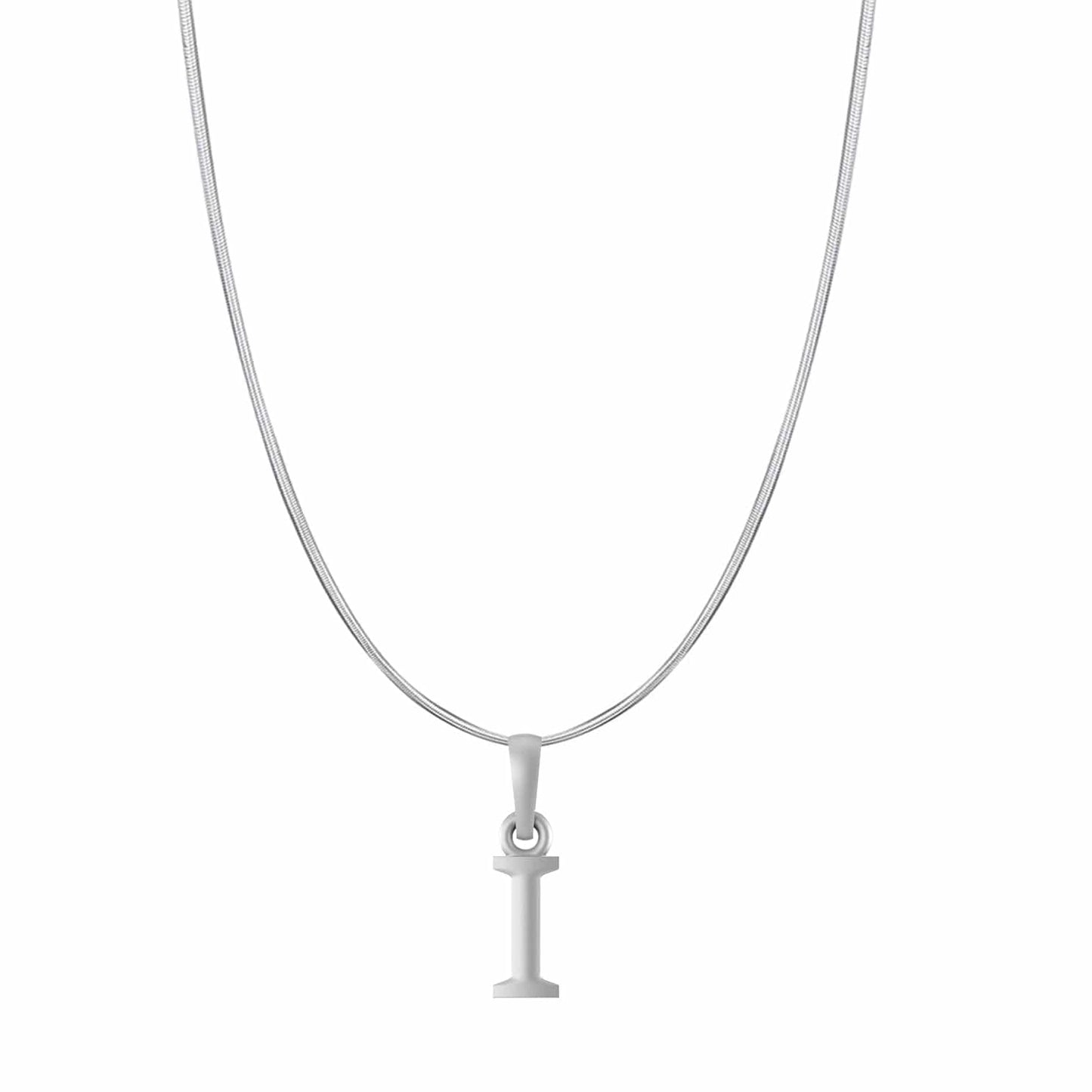 Akshat Sapphire Sterling Silver (92.5% purity) precious Name alphabet chain pendant (Pendnat with snake chain- 22 Inches) pure silver designer alphabet chain locket