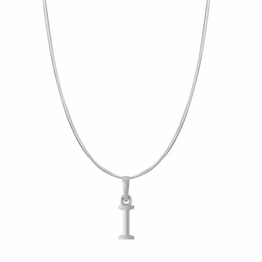 Akshat Sapphire Sterling Silver (92.5% purity) precious Name alphabet chain pendant (Pendnat with snake chain- 22 Inches) pure silver designer alphabet chain locket