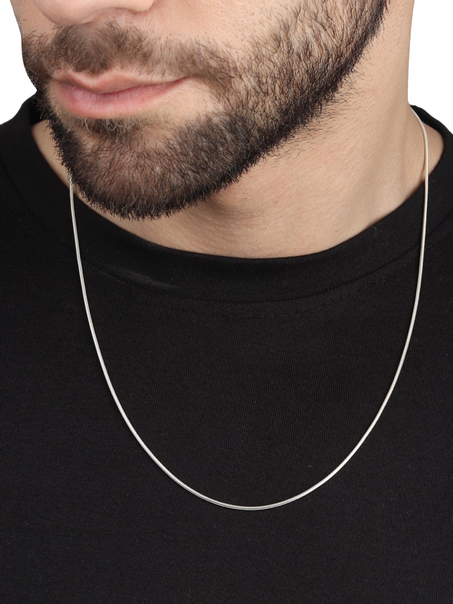 Akshat Sapphire Sterling Silver (92.5% purity) precious Name alphabet chain pendant (Pendnat with snake chain- 22 Inches) pure silver designer alphabet chain locket