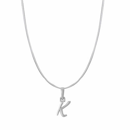 Akshat Sapphire Sterling Silver (92.5% purity) precious Name alphabet chain pendant (Pendnat with snake chain- 22 Inches) pure silver designer alphabet chain locket