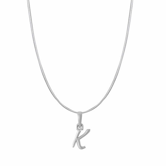 Akshat Sapphire Sterling Silver (92.5% purity) precious Name alphabet chain pendant (Pendnat with snake chain- 22 Inches) pure silver designer alphabet chain locket