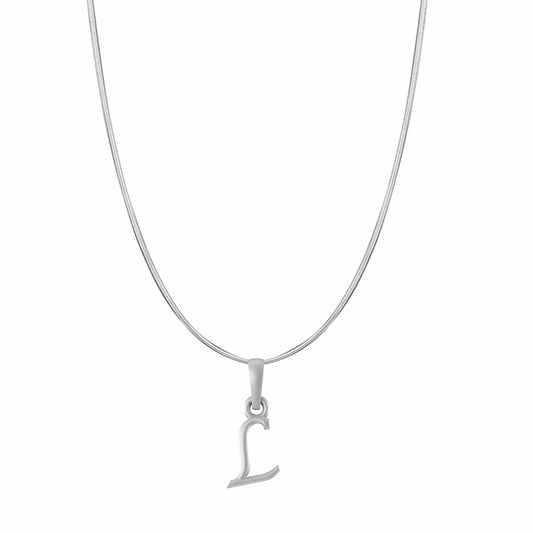 Akshat Sapphire Sterling Silver (92.5% purity) precious Name alphabet chain pendant (Pendnat with snake chain- 22 Inches) pure silver designer alphabet chain locket