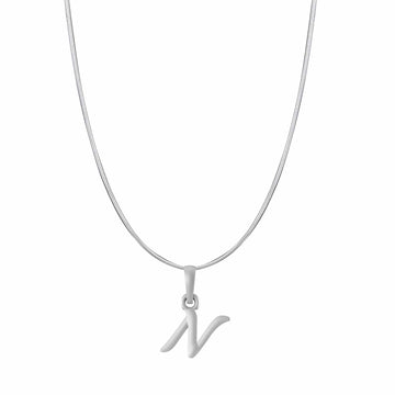 Akshat Sapphire Sterling Silver (92.5% purity) precious Name alphabet chain pendant (Pendnat with snake chain- 22 Inches) pure silver designer alphabet chain locket