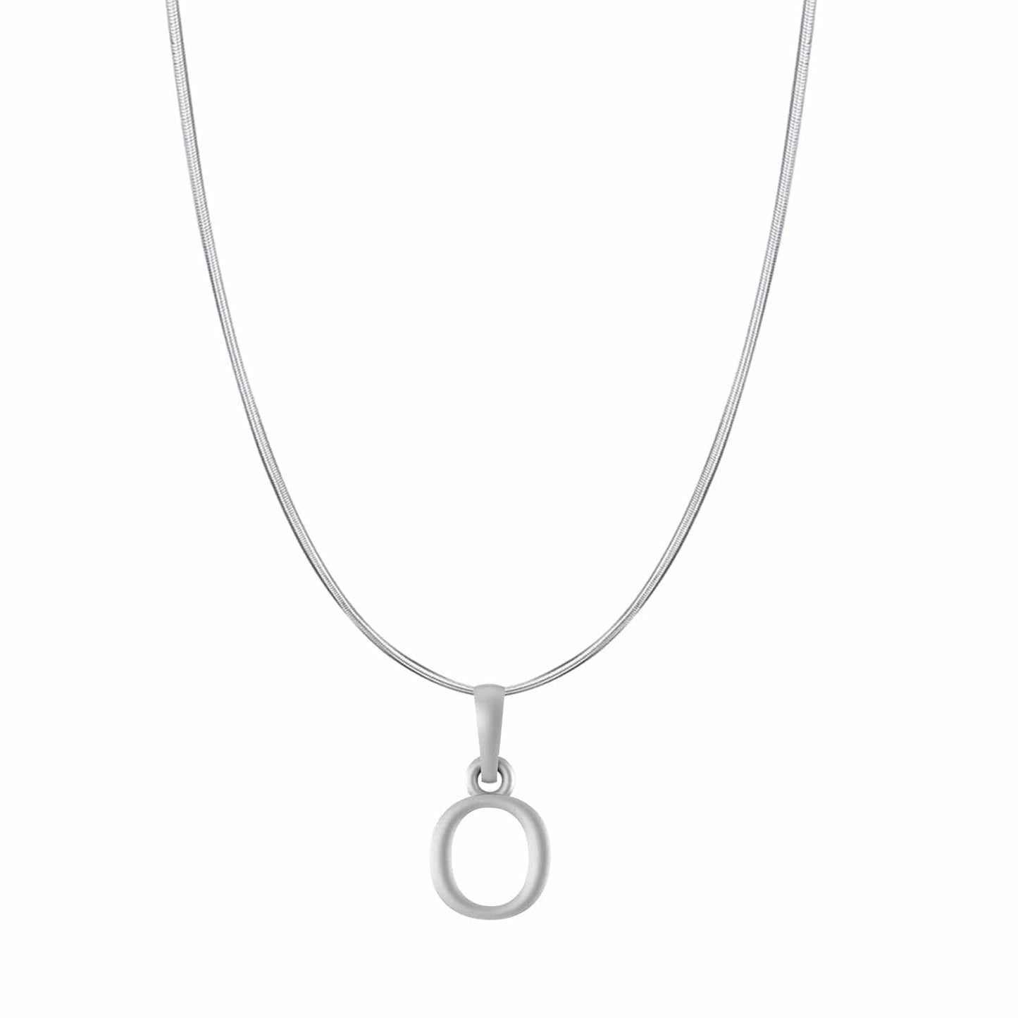 Akshat Sapphire Sterling Silver (92.5% purity) precious Name alphabet chain pendant (Pendnat with snake chain- 22 Inches) pure silver designer alphabet chain locket