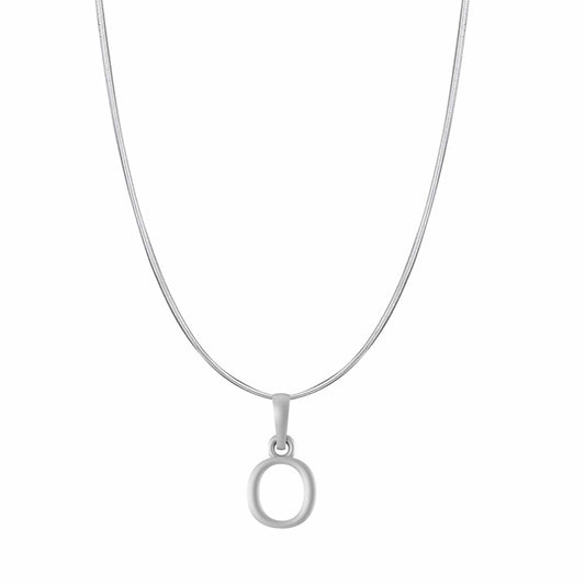 Akshat Sapphire Sterling Silver (92.5% purity) precious Name alphabet chain pendant (Pendnat with snake chain- 22 Inches) pure silver designer alphabet chain locket