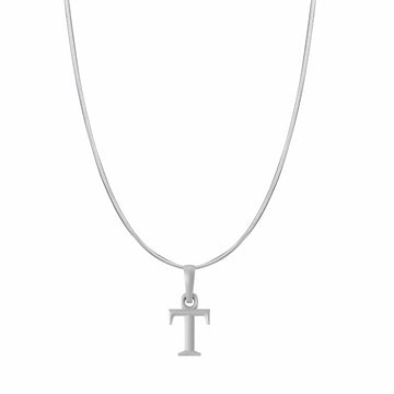 Akshat Sapphire Sterling Silver (92.5% purity) precious Name alphabet chain pendant (Pendnat with snake chain- 22 Inches) pure silver designer alphabet chain locket