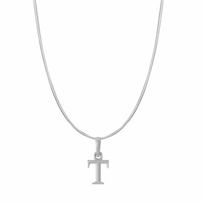 Sterling Silver (92.5% purity) precious Name alphabet chain pendant (Pendnat with snake chain- 22 Inches) pure silver designer alphabet chain locket
