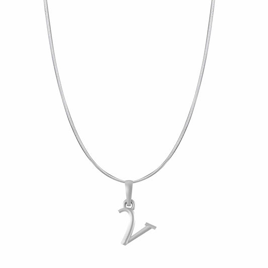 Akshat Sapphire Sterling Silver (92.5% purity) precious Name alphabet chain pendant (Pendnat with snake chain- 22 Inches) pure silver designer alphabet chain locket