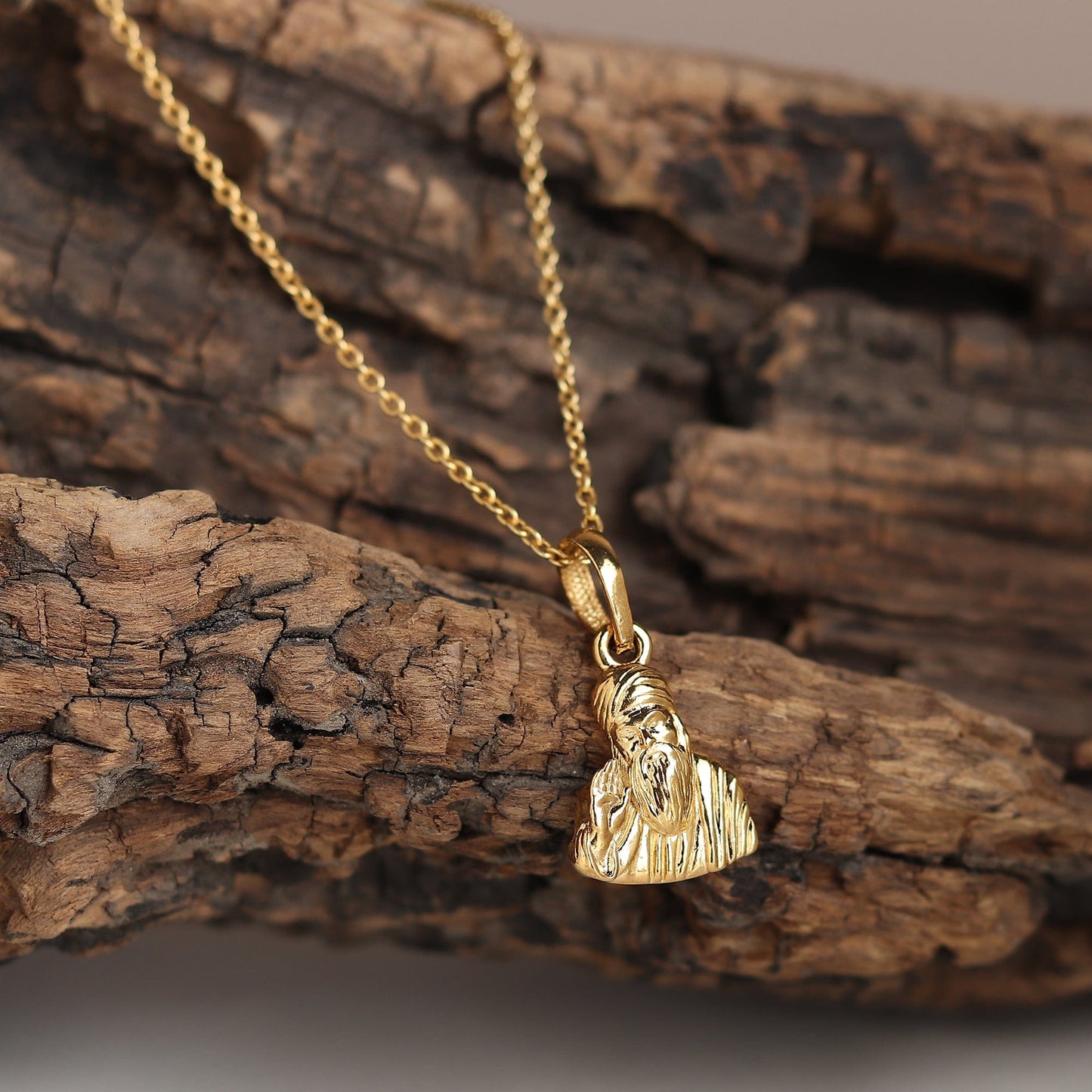 22KT Gold Plated Sterling Silver Guru Nanak Chain Pendant (Locket with Rope Chain-22 inches) for Men and women