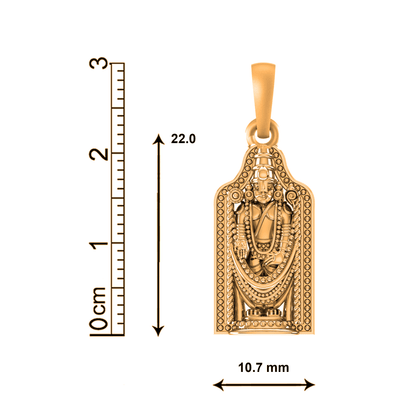 22KT Gold Plated Sterling Silver (92.5% Purity) Pure Silver God Tirupati Bala Ji Chain Pendant (Locket with Rope Chain-22 inches) for Men & Women