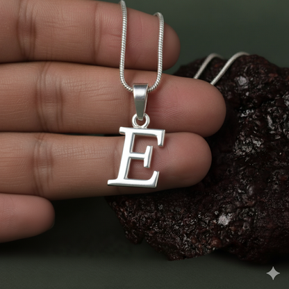 Alphabet E Pendant for Men & Women by Akshat Sapphire 92.5 Silver NP_E_8005