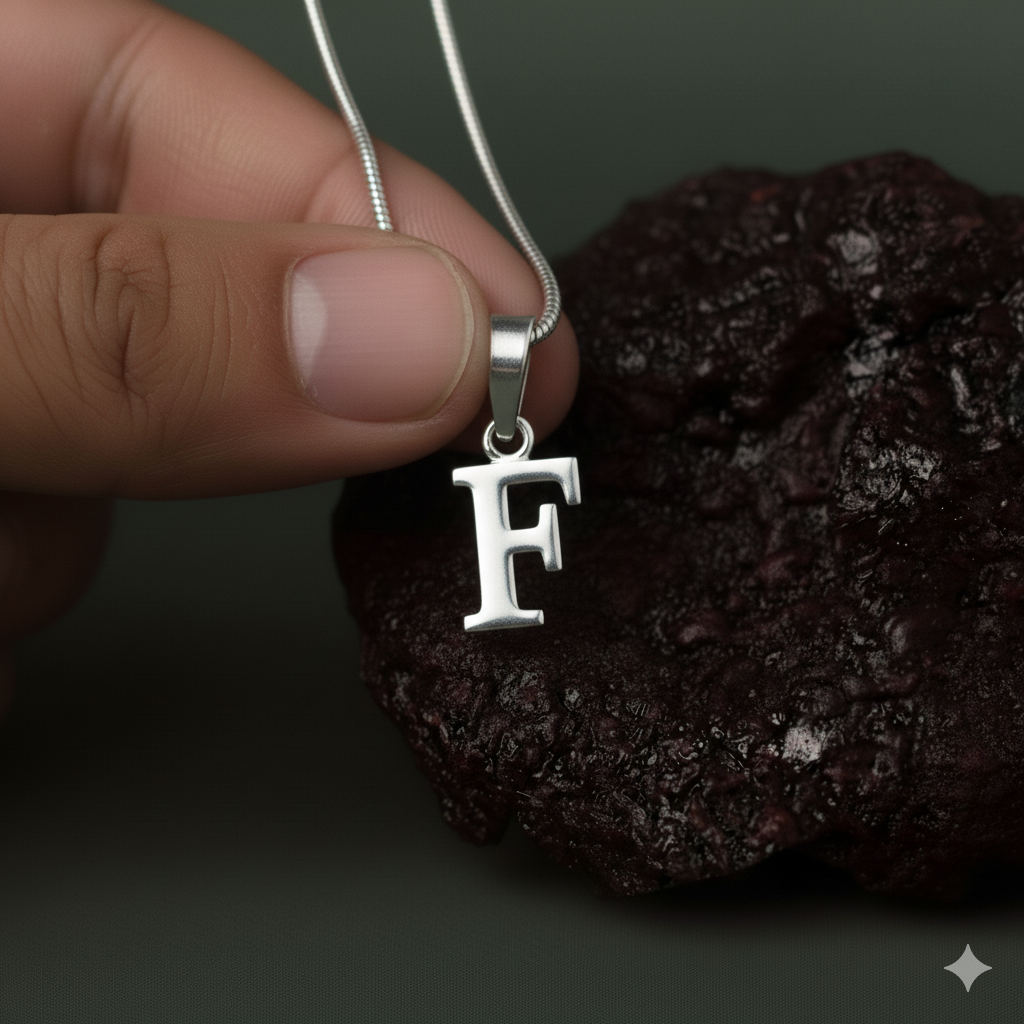 Alphabet F Pendant for Men & Women by Akshat Sapphire 92.5 Silver NP_F_8006