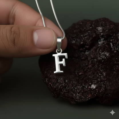 Alphabet F Pendant for Men & Women by Akshat Sapphire 92.5 Silver NP_F_8006