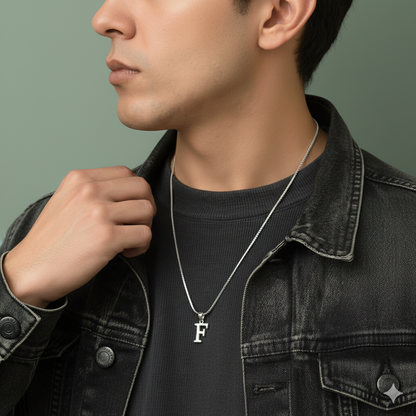 Alphabet F Pendant for Men & Women by Akshat Sapphire 92.5 Silver NP_F_8006