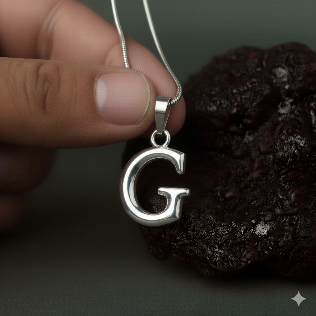 Alphabet G Pendant for Men & Women by Akshat Sapphire 92.5 Silver NP_G_8007