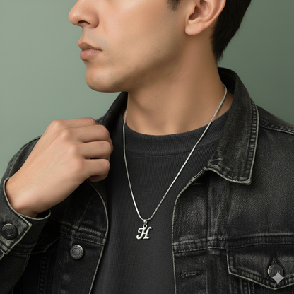 Alphabet H Pendant for Men & Women by Akshat Sapphire 92.5 Silver NP_H_8008