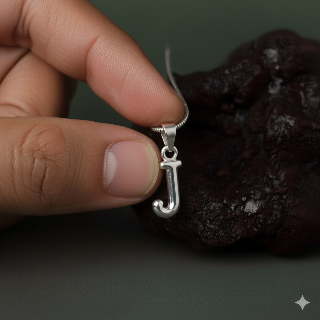 Alphabet J Pendant for Men & Women by Akshat Sapphire 92.5 Silver NP_J_8010