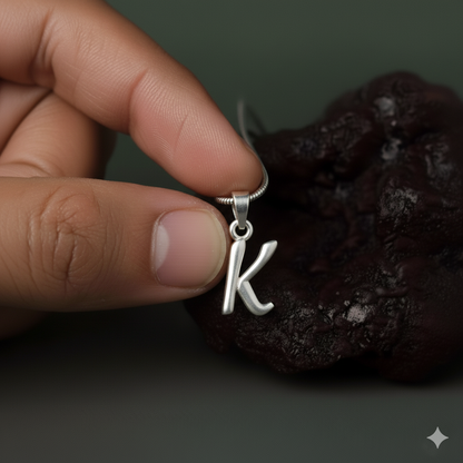 Alphabet K Pendant for Men & Women by Akshat Sapphire 92.5 Silver NP_K_8011