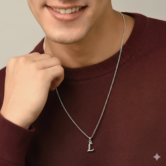 Alphabet L Pendant for Men & Women by Akshat Sapphire 92.5 Silver NP_L_8012