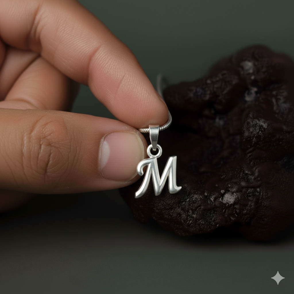 Alphabet M Pendant for Men & Women by Akshat Sapphire 92.5 Silver NP_M_8013