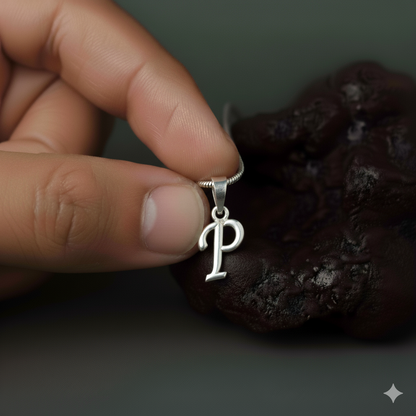 Alphabet P Pendant for Men & Women by Akshat Sapphire 92.5 Silver NP_P_8016