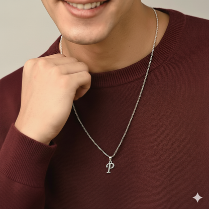 Alphabet P Pendant for Men & Women by Akshat Sapphire 92.5 Silver NP_P_8016