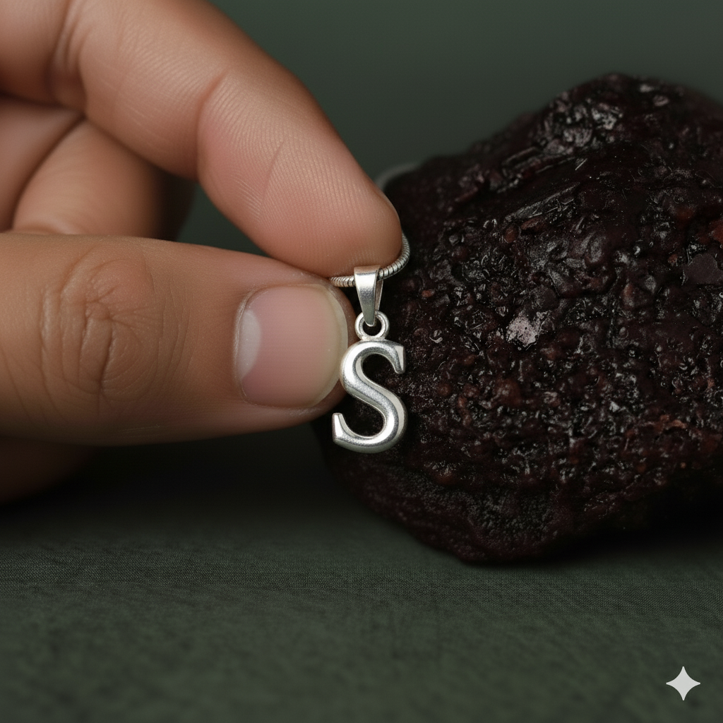 Alphabet S Pendant for Men & Women by Akshat Sapphire 92.5 Silver NP_S_8019