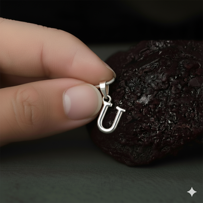 Alphabet U Pendant for Men & Women by Akshat Sapphire 92.5 Silver NP_U_8021