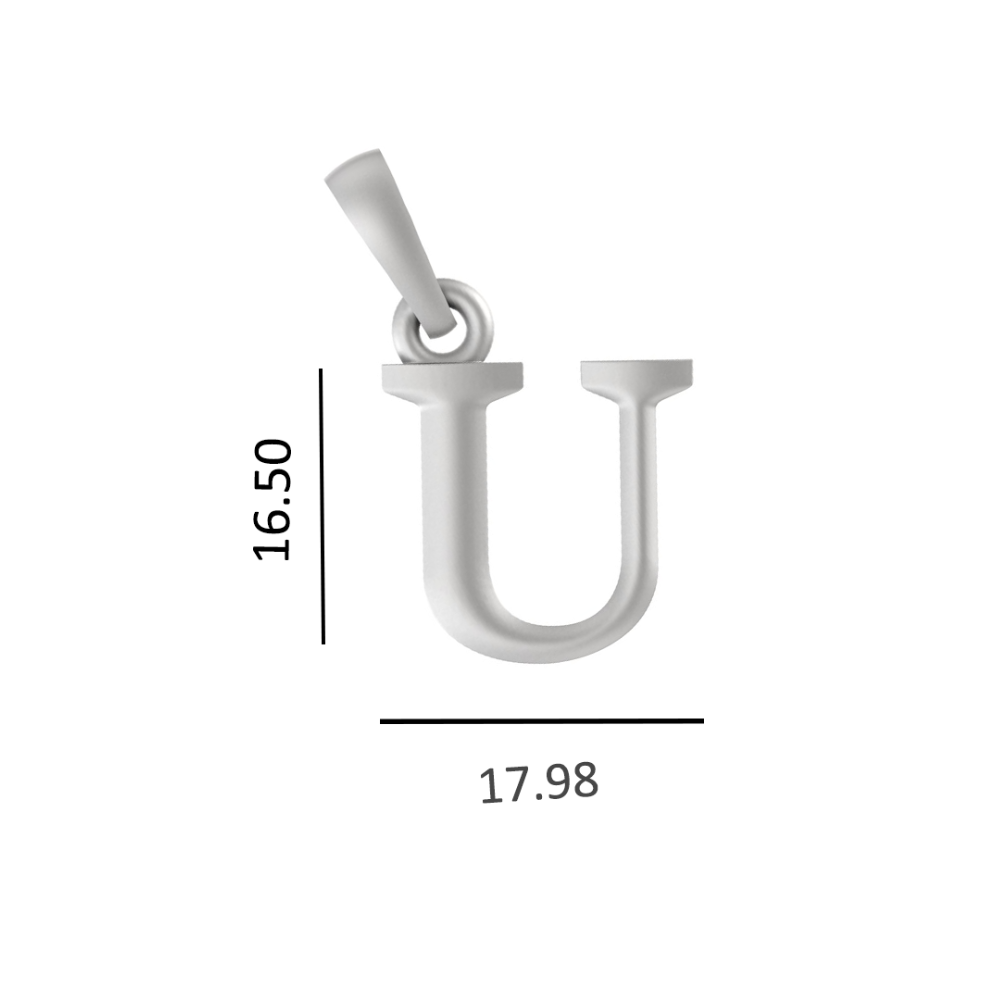 Alphabet U Pendant for Men & Women by Akshat Sapphire 92.5 Silver NP_U_8021