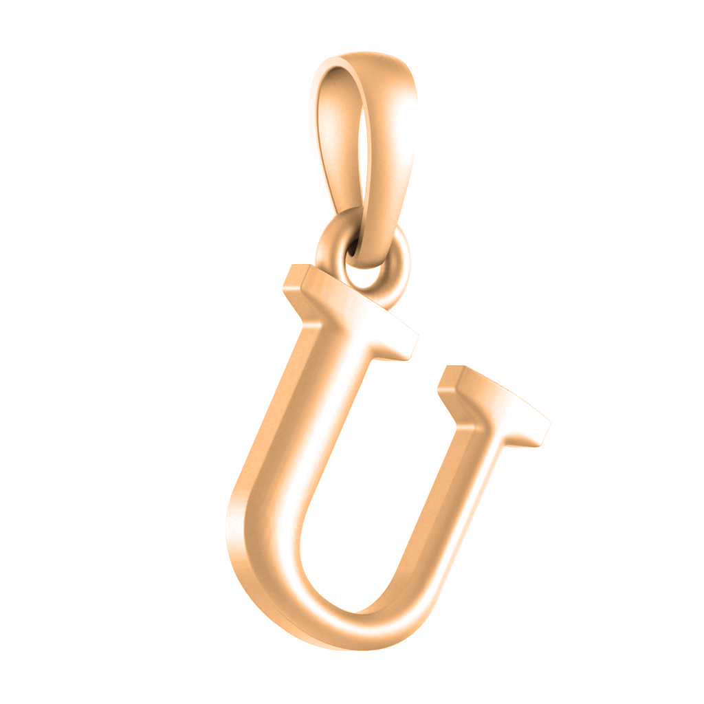 Alphabet U Pendant for Men & Women by Akshat Sapphire 22CT Gold Plated Silver 92.5 Purity NP_U_8021_Gold