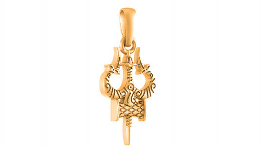 22 CT Gold Plated Silver (92.5% purity) Spiritual Shiva Trishul (Big Size) Pendant for Men and Women