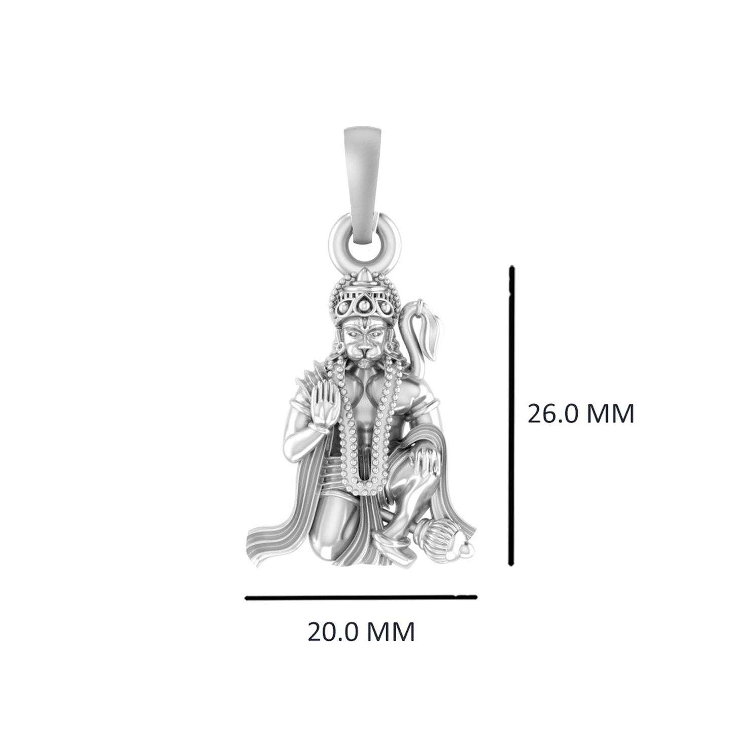 Akshat Sapphire 92.5% Pure Sterling Silver God Hanuman (Big Size) Pendant for Men and Boys