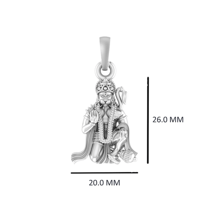 Akshat Sapphire 92.5% Pure Sterling Silver God Hanuman (Big Size) Pendant for Men and Boys