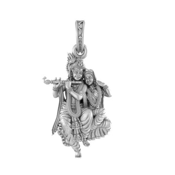 Akshat Sapphire 92.5% Pure Sterling Silver God Radha Krishna (Big Size) Pendant for Men & Women