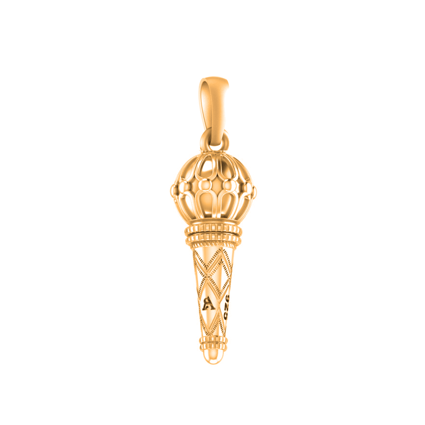 22 CT Gold Plated Silver (92.5% purity) God Hanuman/Bajrang Bali Gada Pendant (Big size) Pendant for Men