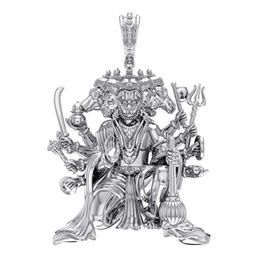 92.5% Pure Sterling Silver God Panchmukhi Hanuman/Bajrang Bali (Big Size) Pendant for Men & Women